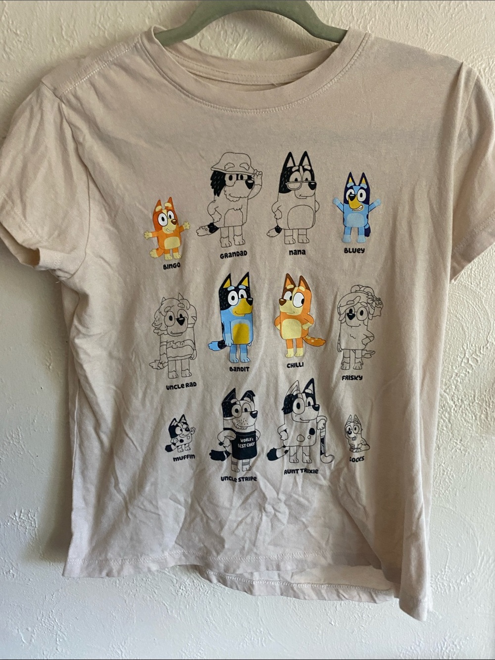 Beige Bluey Family Character Graphic Tee